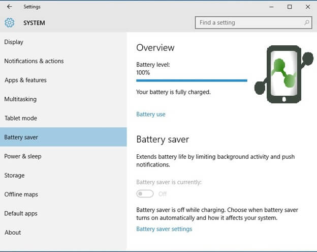Turn on Battery Saver