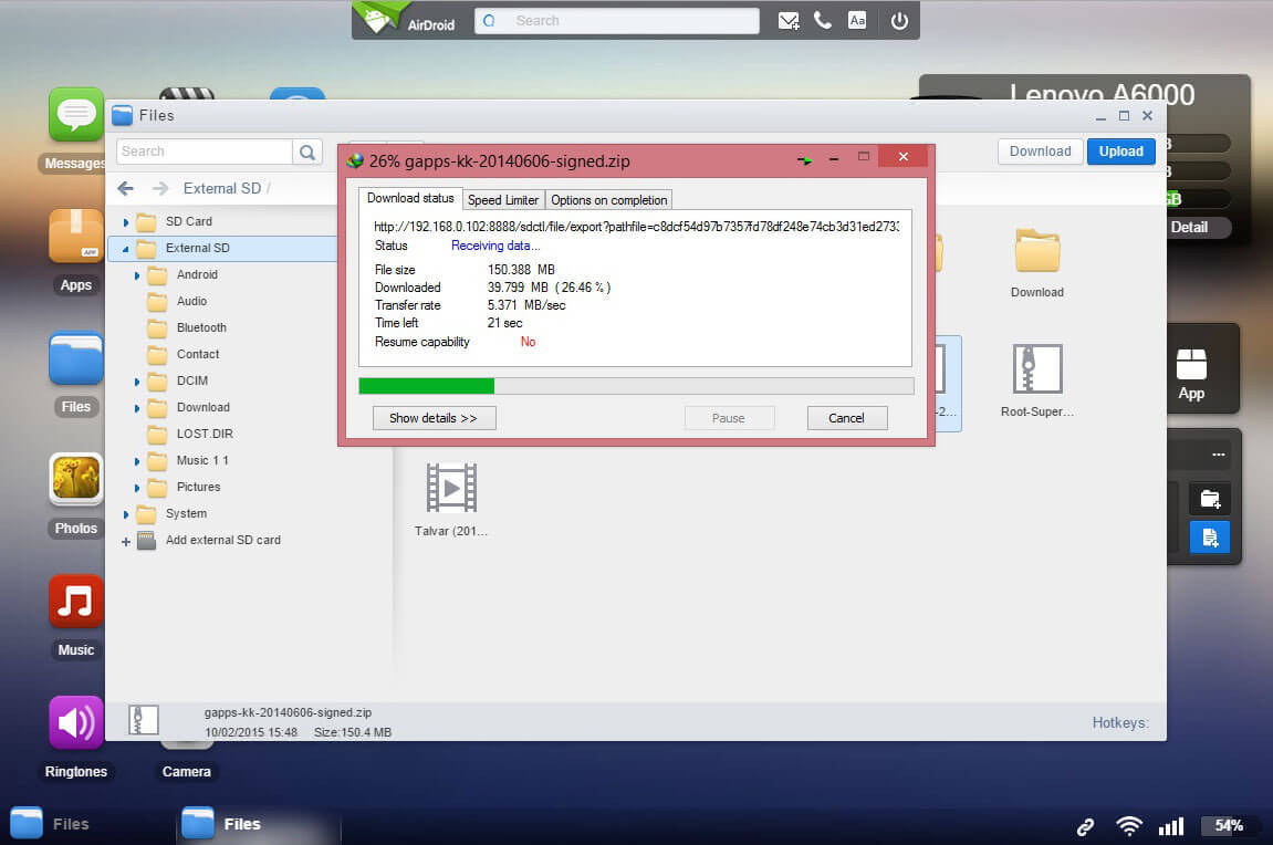 AirDroid Transfer Rate