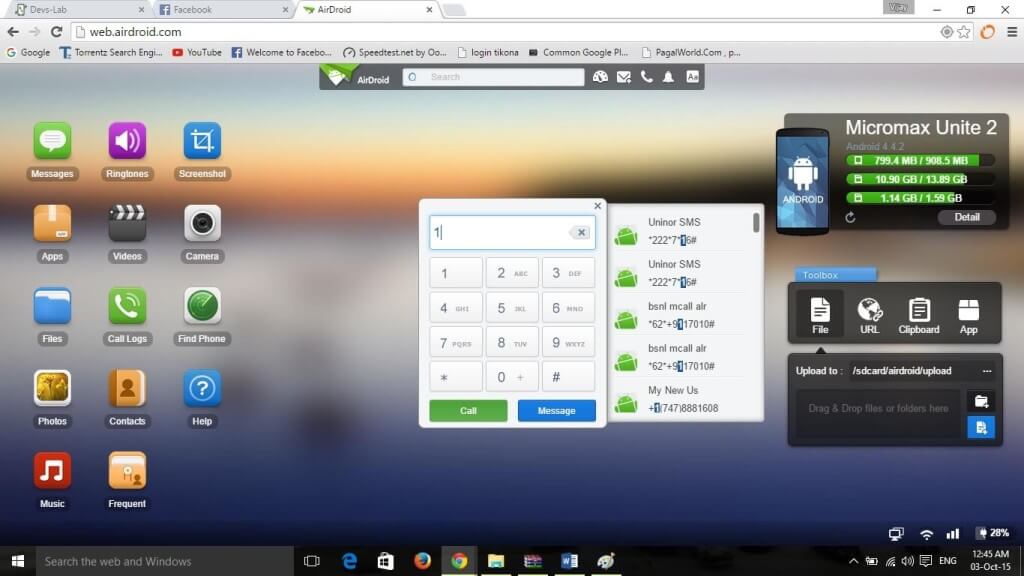 Airdroid Dial Pad
