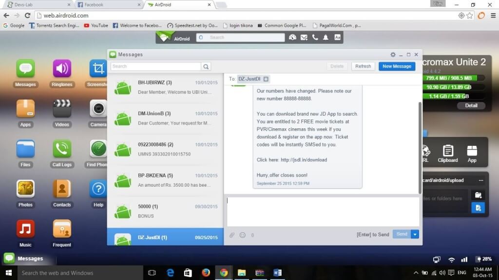 Airdroid Messages