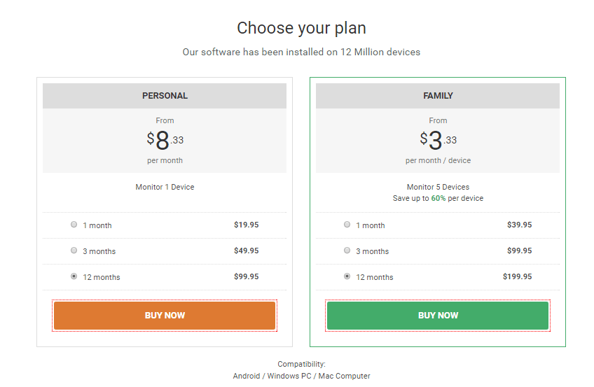 Hoverwatch Pricing