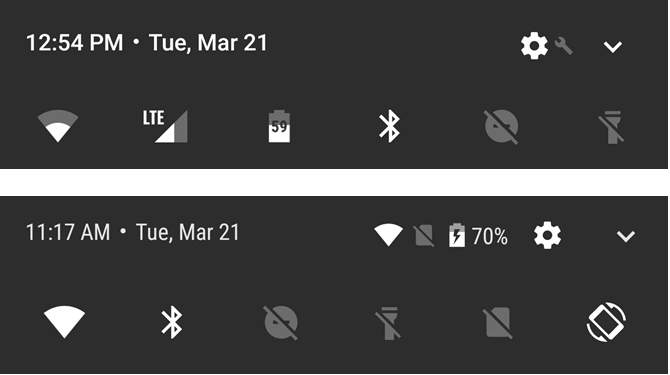 Top: Android 7.1 Bottom: Android O DP1