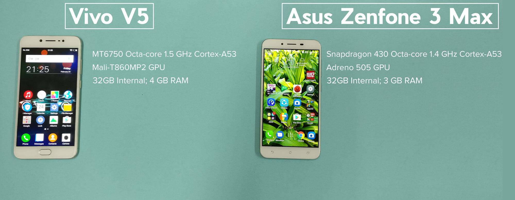 Zenfone 3 Max vs Vivo V5 Hardware comparison