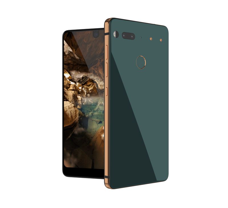 Essential smartphone green back-gold trim