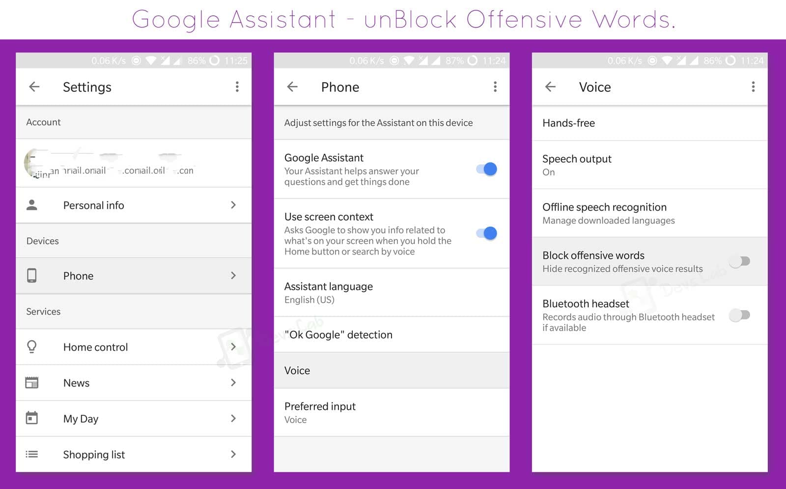 Google Assistant unblock Offensive words