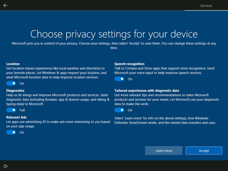 Windows 10 Reconfigure OS to Protect privacy and ADS Targeting