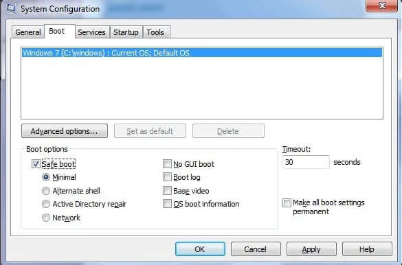 Boot Safe Mode in Windows 7