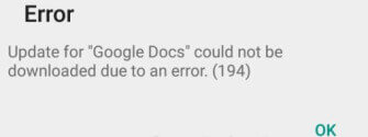 Error 194 Google Play