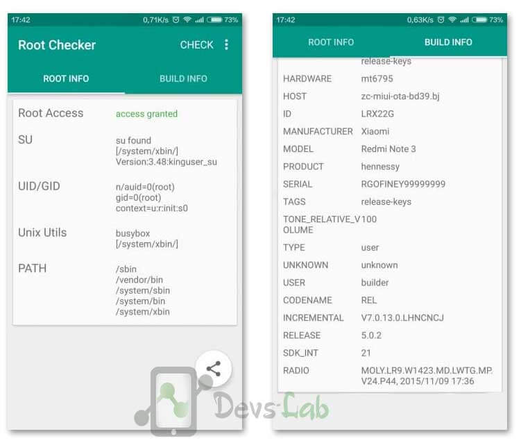 Root Checker shows Xioami Redmi Note 3 Rooted Successfully!