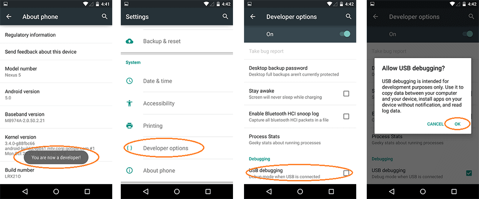 Enable USB Debugging in Android