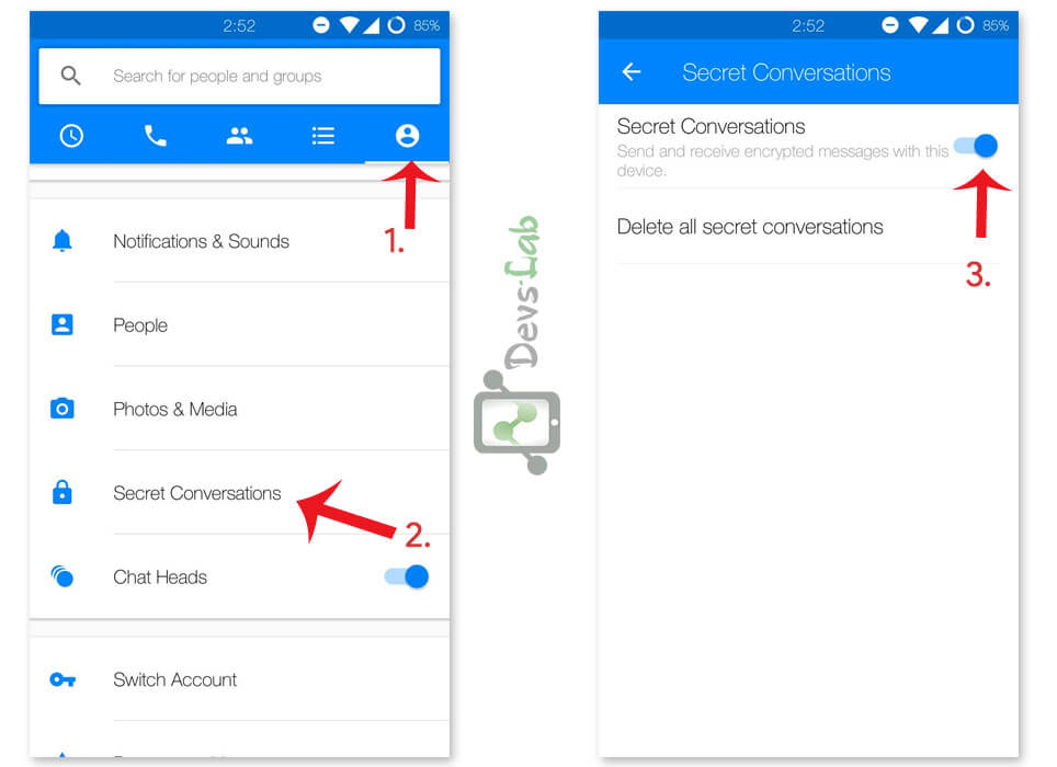 How to activate Secret conversation in Facebook messenger