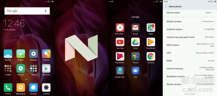 Android N Screenshots in Xiaomi Redmi Note 4