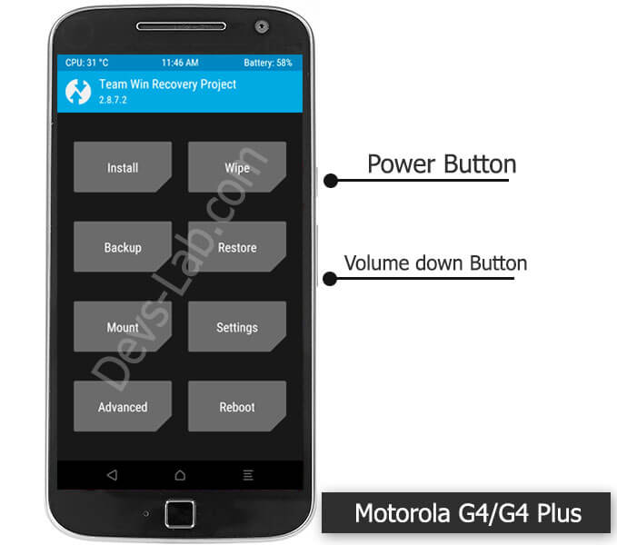 Boot Moto G4/G4 Plus in TWRP Recovery mode