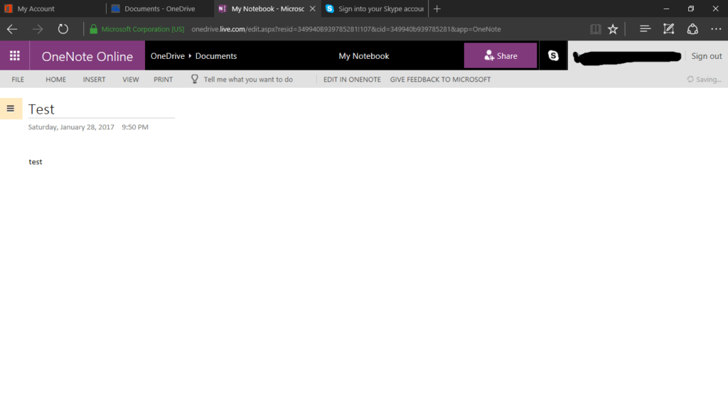 Microsoft Onenote online