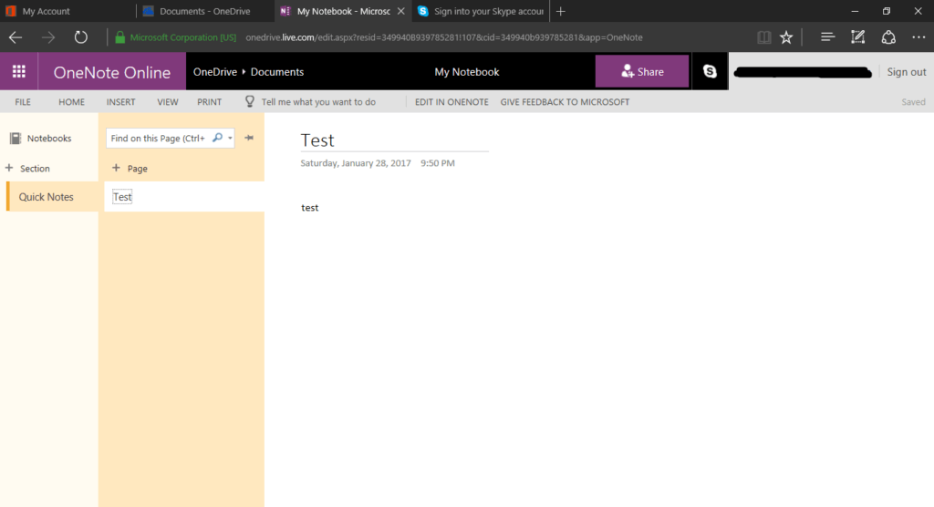Microsoft Onenote online