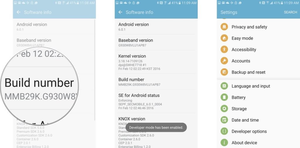 Galaxy S7 and S7 Plus Developer Mode
