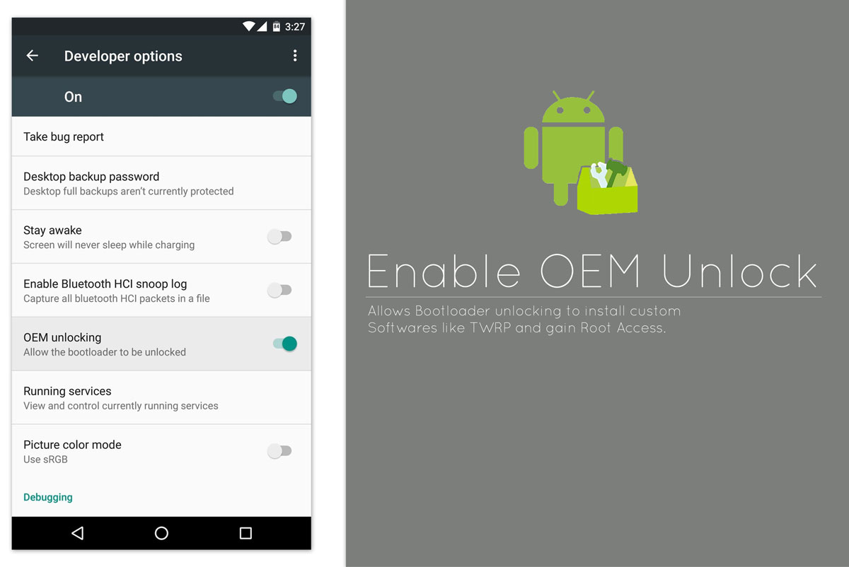 Enable OEM Unlock in Developer Options