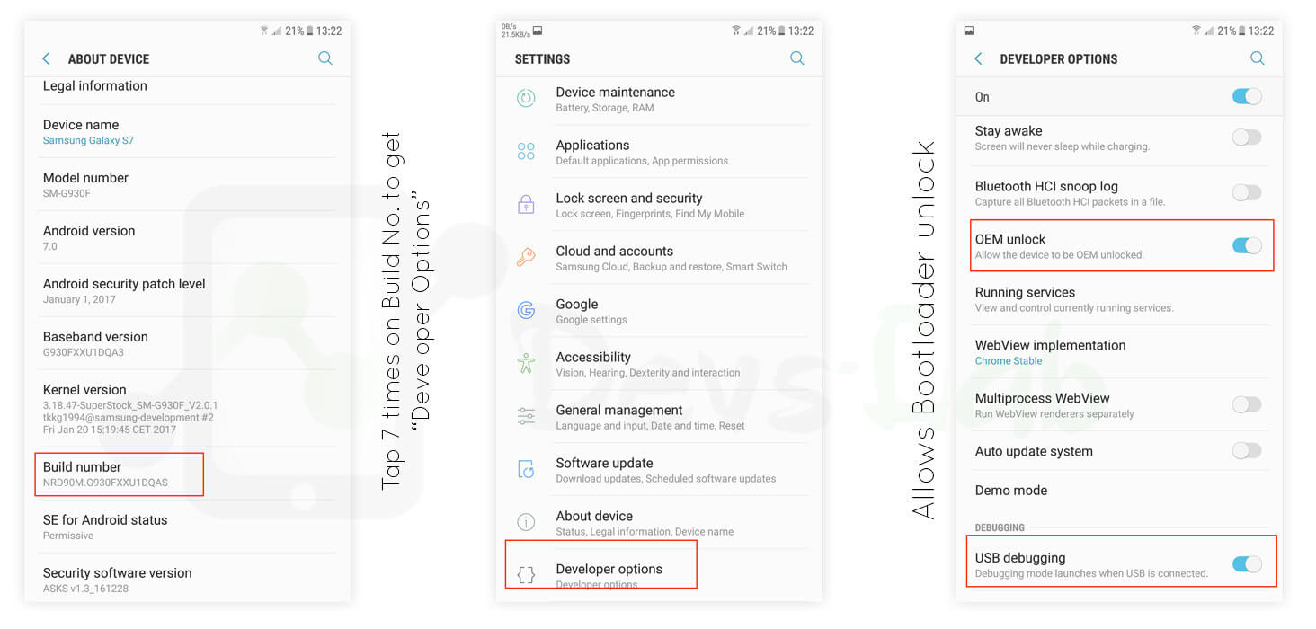 Enable OEM Unlock in Galaxy S8 for Bootloader unlocking