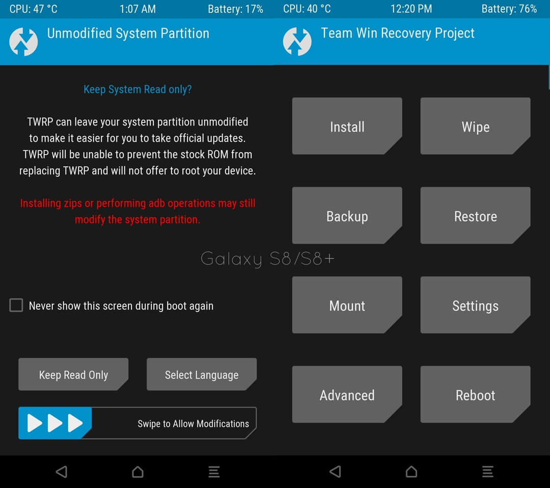 Root Samsung S8/S8+ Unlock Bootloader, install TWRP and SuperSU