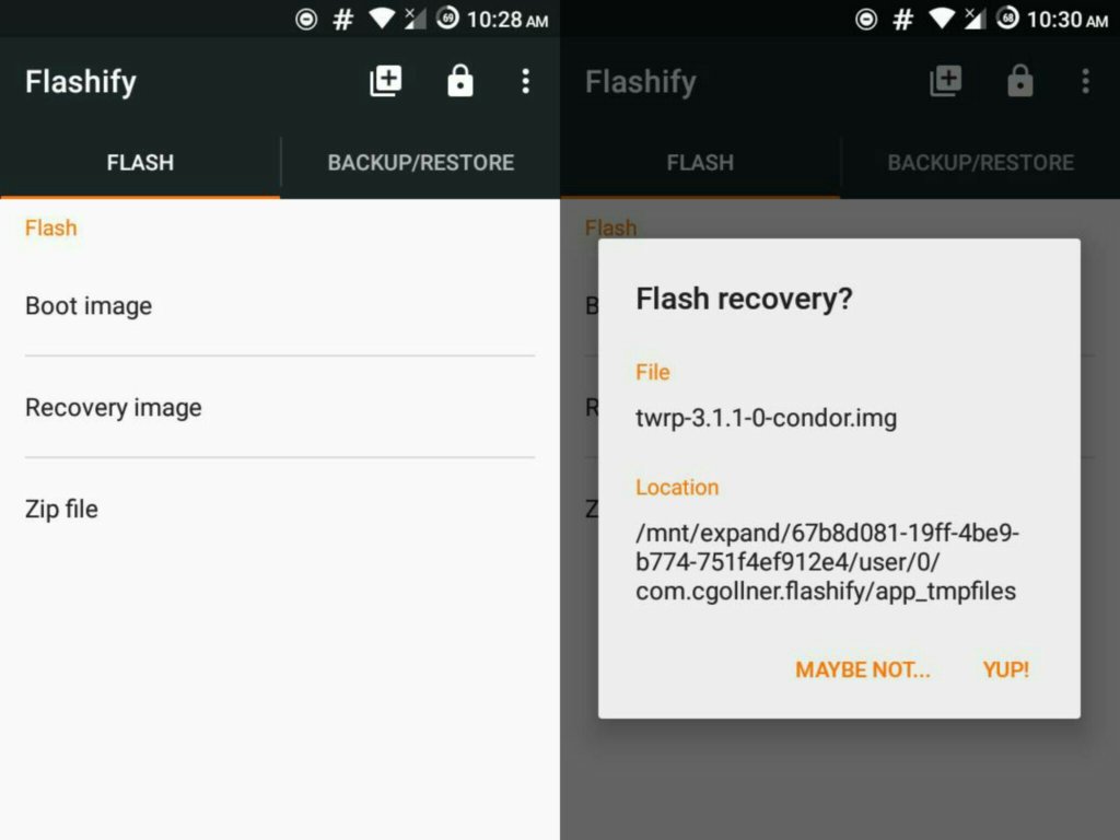 Update TWRP through Flashify