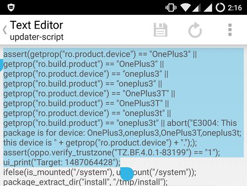 Edit LineageOS updater-script