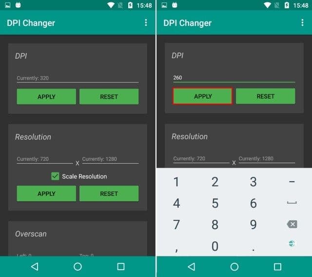 Change DPI value for Android Version 4.1 and above