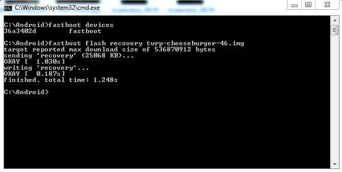 fastboot flash recovery in OnePlus 5 cheeseburger