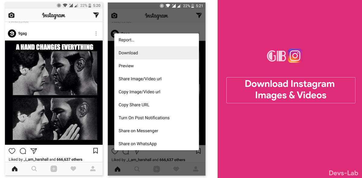 Downlaod Instagram Images and Videos directly using GBInstagram APK