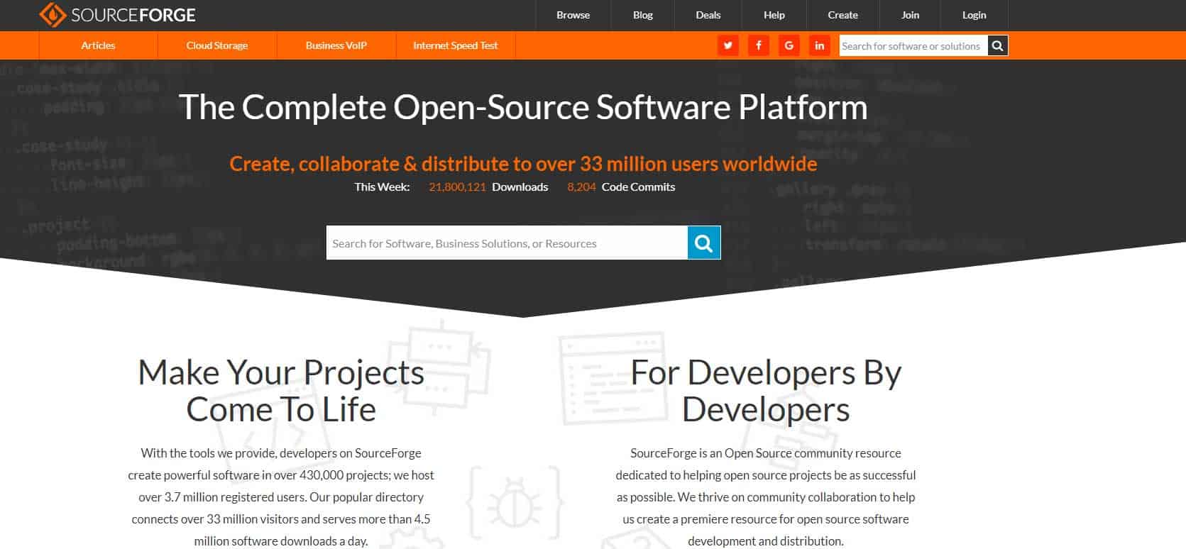 SourceForge top sites to download free softwares