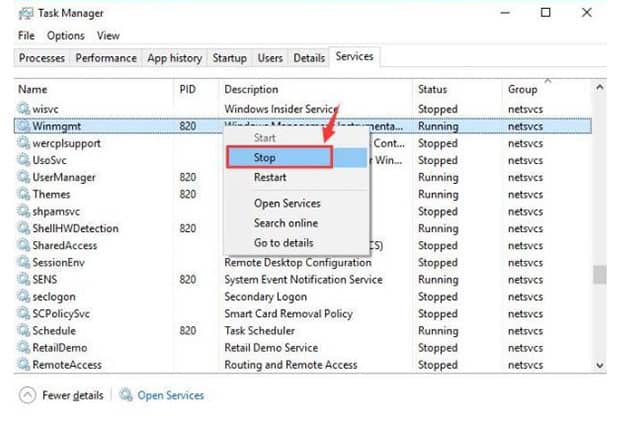 Stop services using svchost.exe