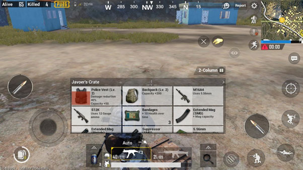 PUBG Player Backpack Inventory