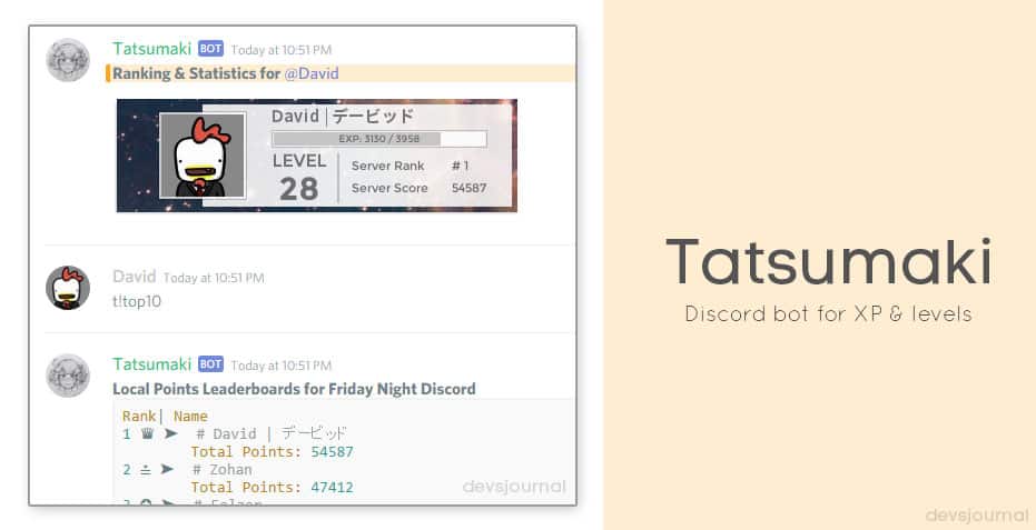 Tatsumaki Discord Bot for XP & levels