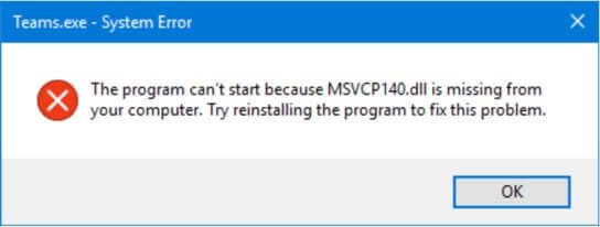 MSVCP140.dll is missing error fix