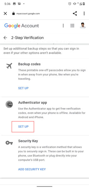 Backup Google authenticator