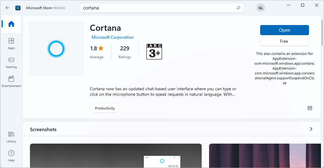 Restore Cortana in Windows 11