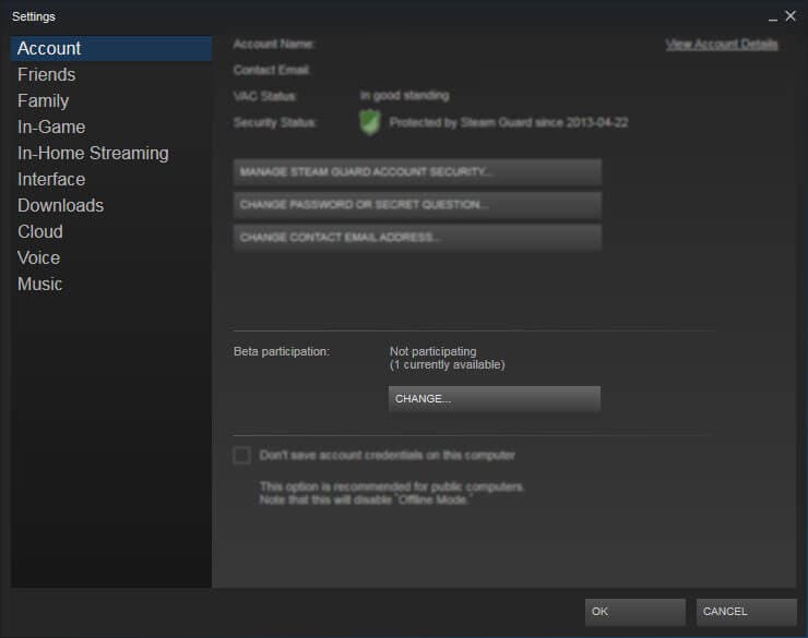 Disable Steam Beta participation