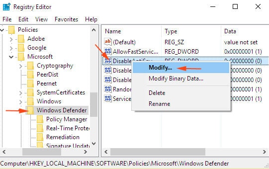 Modify Windows Registry 