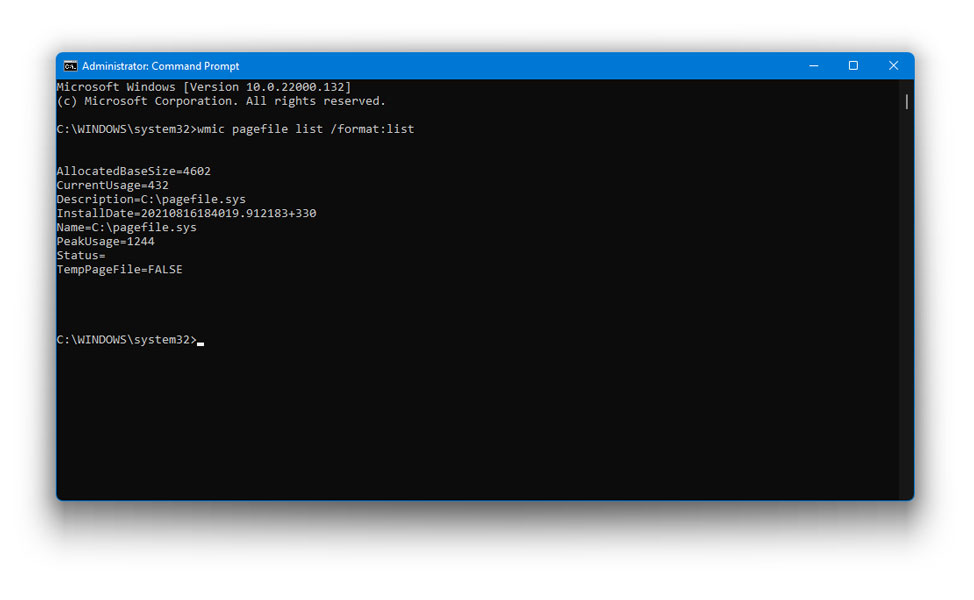Increase Virtual Memory in Windows 11 using Command Prompt