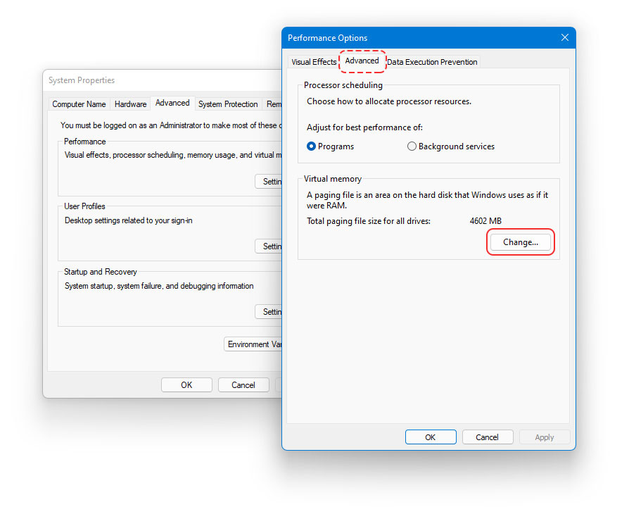 Change Virtual Memory in Windows 11