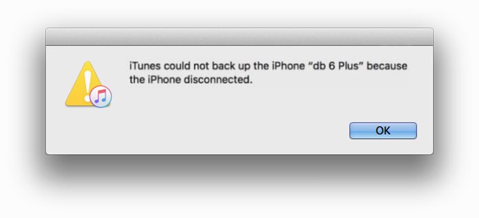 itunes could not backup the iphone because the iphone disconnected