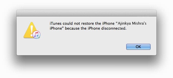 itunes could not restore the iphone because the iphone disconnected