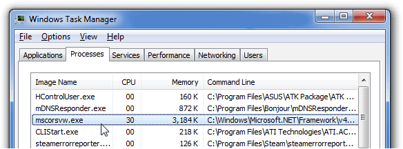 what is mscorsvw.exe