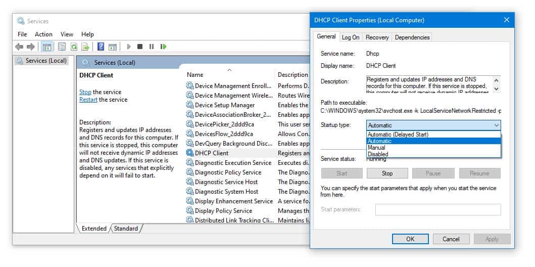 Enable DHCP in Windows 11