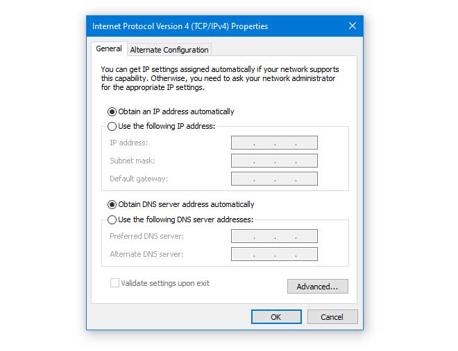 ethernet doesn't have valid ip configuration