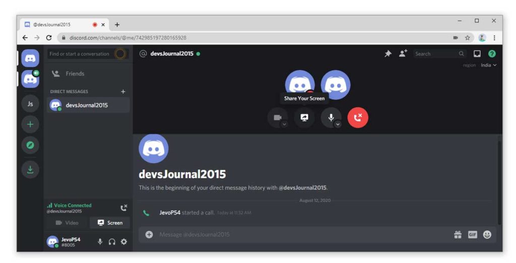 video screen sharing discord