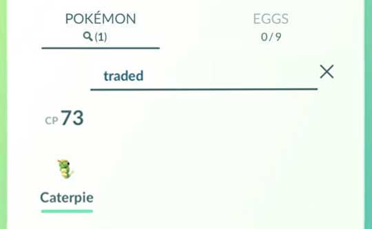 Pokemon GO Search Pokemons received in a Trade