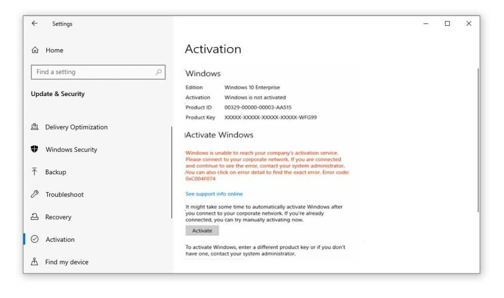 microsoft office activation wizard error code 0xc004f074