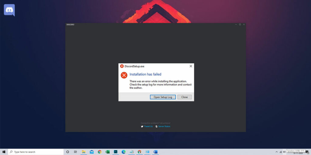 discord download failed windows 10