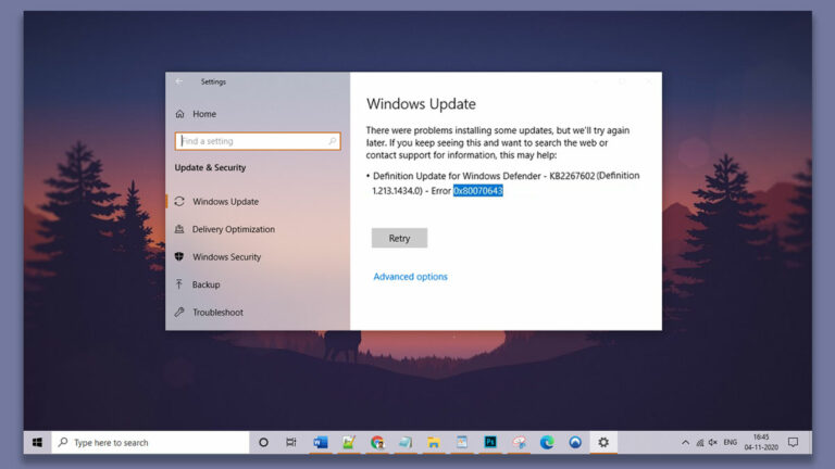 How to Fix Windows update Error 0x80070643