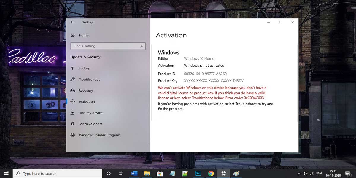 error code 0xc004c003 windows 10 activation